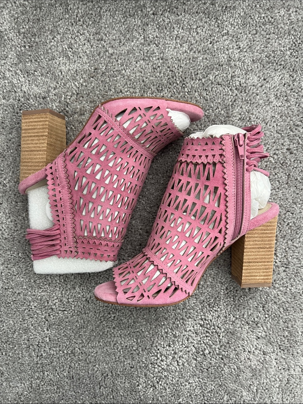 Jeffrey Campbell Pink Laser-Cut Peep-Toe Heeled Booties - Picture 4 of 6